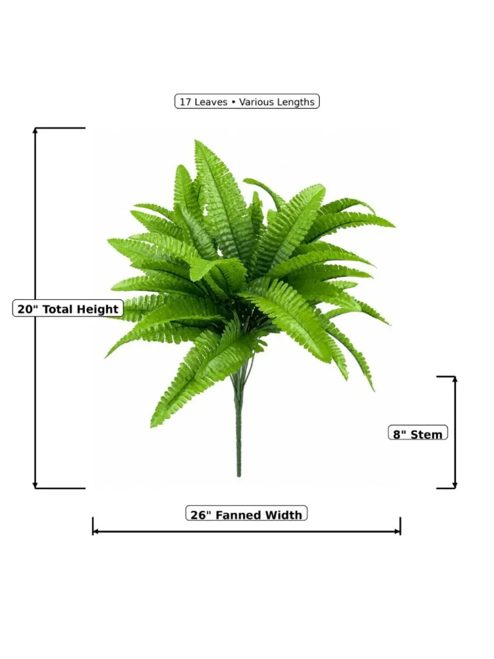 Artificial Boston Fern Bush 20 Inch Faux Fern Plant Hanging Basket Filler Plante